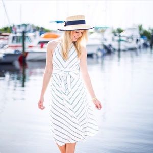 Club Monaco White and Navy Stripe Halter Dress